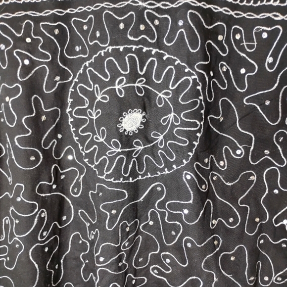 Choices Embroidered Jacket Black White Boho Artsy Casual Western Style - Picture 7 of 9